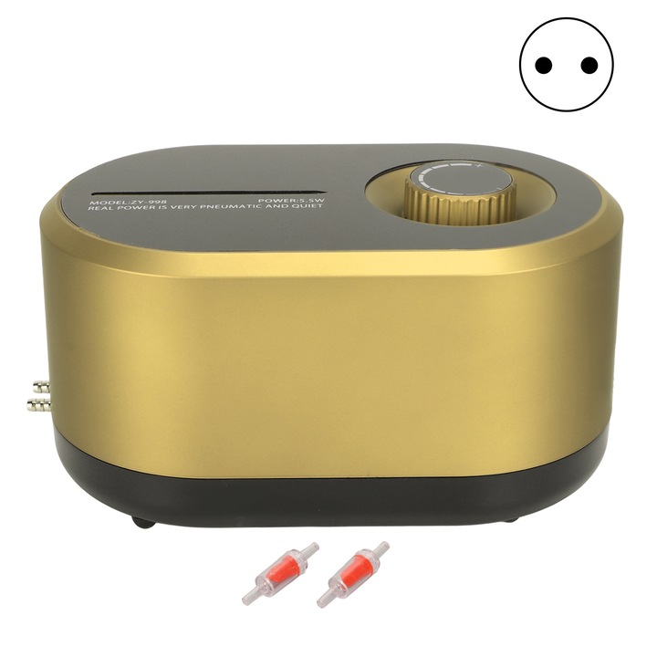 Pompa de aer pentru acvariu Enforose, functionare ultra silentioasa, 10L/min, 13x12x22cm, set cu 2 valve de neintoarcere