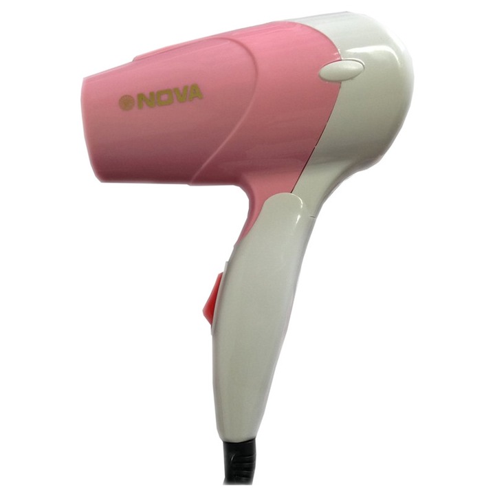 Hordozható hajszárító Nova NV-617B, 1400 W, fehér/rózsaszín