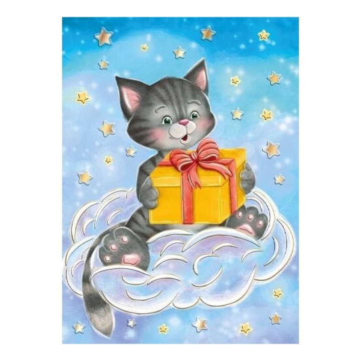 Karnet A5 cu pisica si cadou, Henry, folie, set cu envelopa