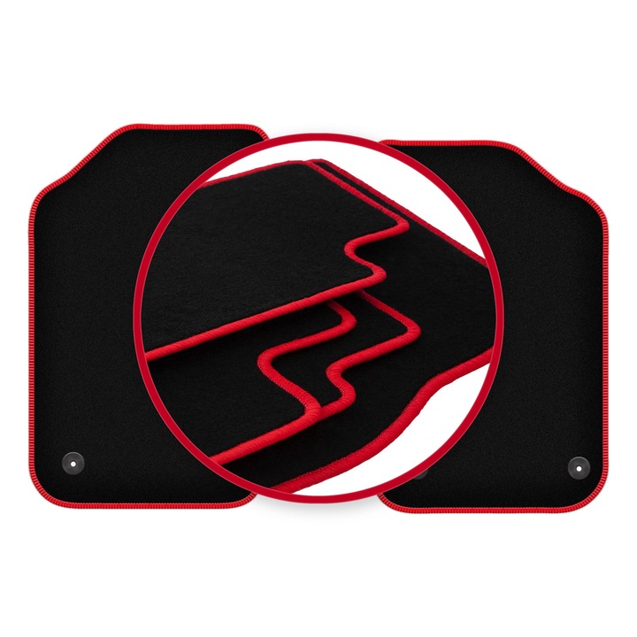 Set covorase auto, 2 bucati, presuri auto, pentru: MG F / TF (1995-2005) coupe, decapotabila negru cu cusaturi rosii, Wielganizator