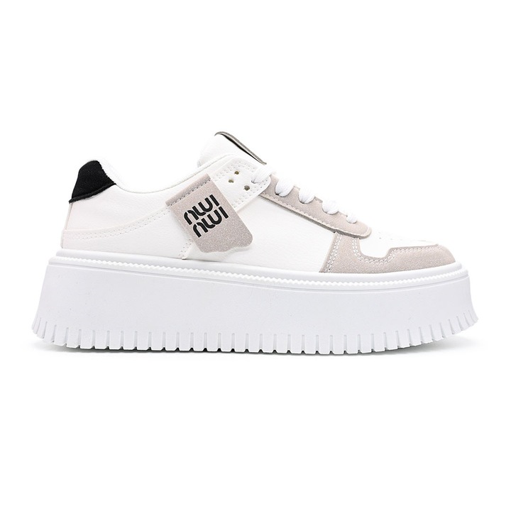 Pantofi Sport De Dama, Din piele Ecologica, D1366, alb gri