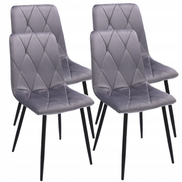 Set 4 scaune tapicerate, Jumi, PIADO, gri, 89x44x52cm