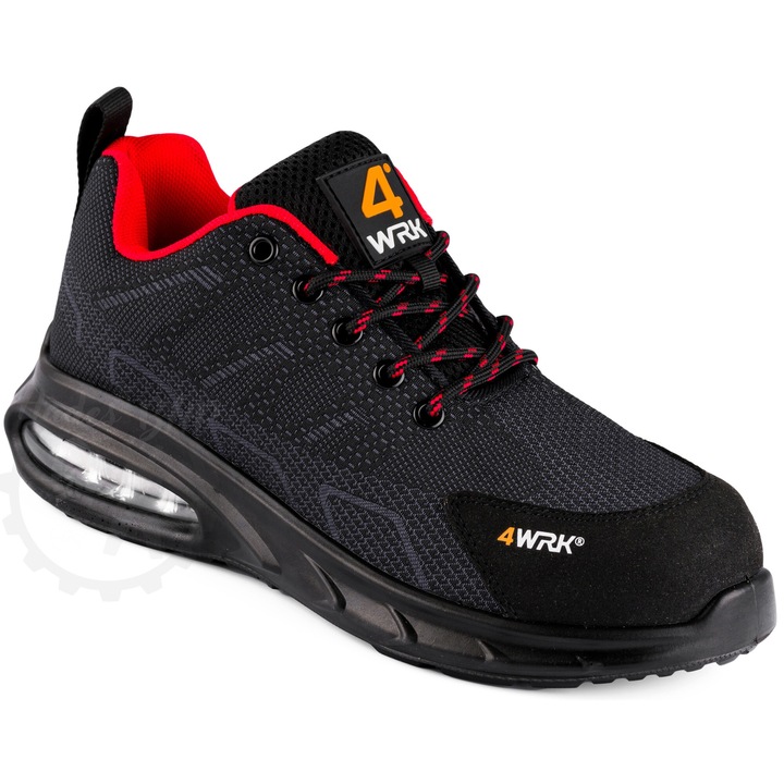 Férfi munkacipő, sport, sarokkal, légies, fekete, 42 EU