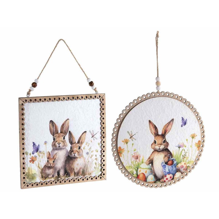 Set 2 decoratiuni Paste lemn multicolor 22 cm, 20x20 cm