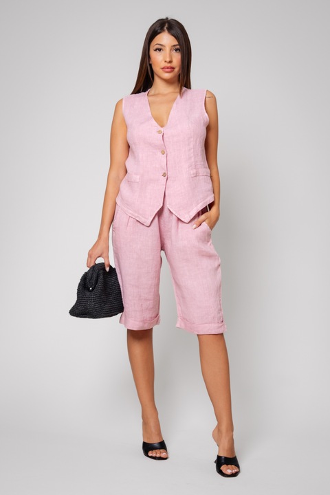 Set Vesta si Pantalon scurt din 100% IN Rose 13173, Roz, One Size