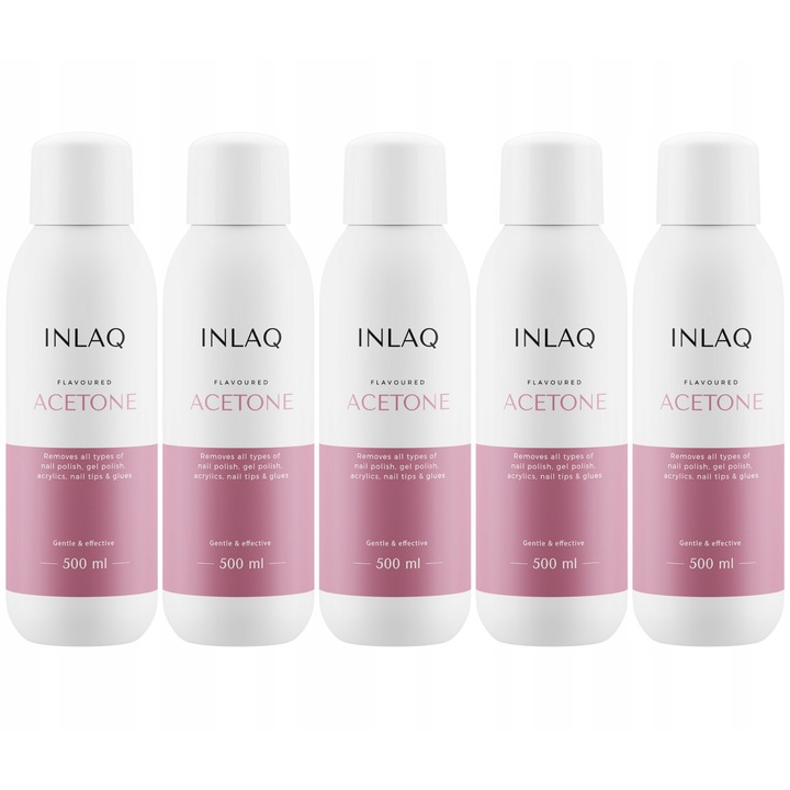 Set de 5 dizolvanti pentru unghii, INLAQ, acetona, 5x500ml