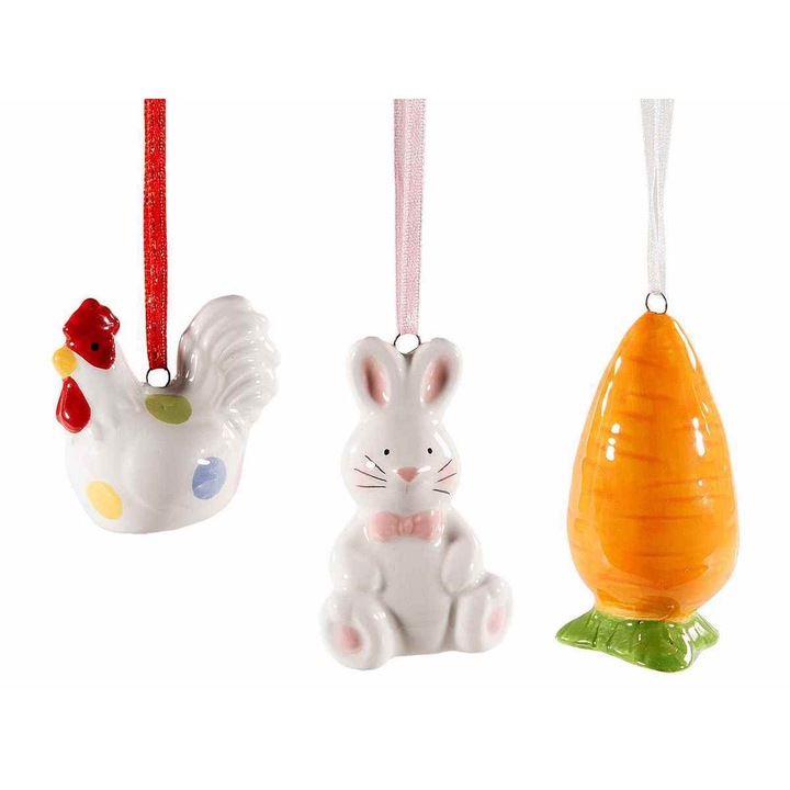 Set 6 decoratiuni Paste ceramica multicolora 3x6.5 cm