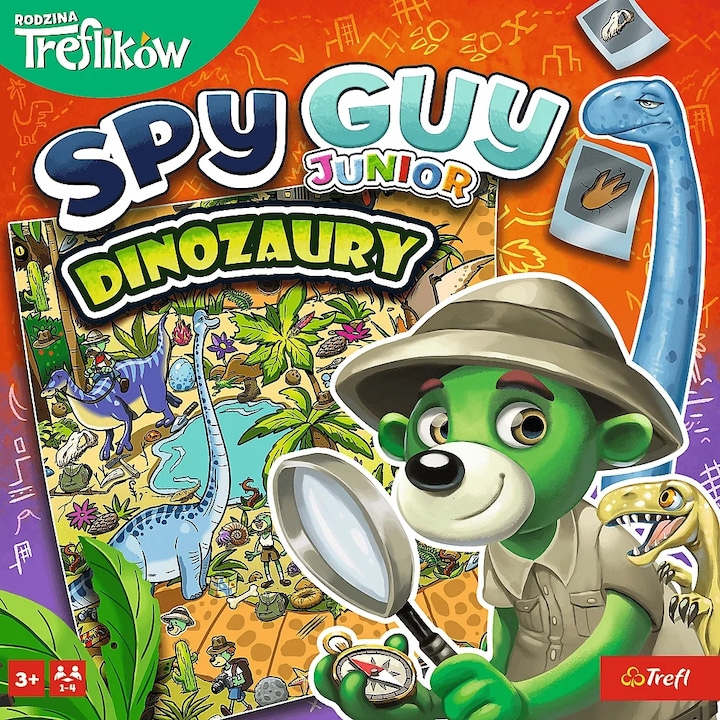Társasjáték, Spy Guy Junior Dinosaurs, Trefl, kooperatív, 1-4 játékos, 26x26x6cm