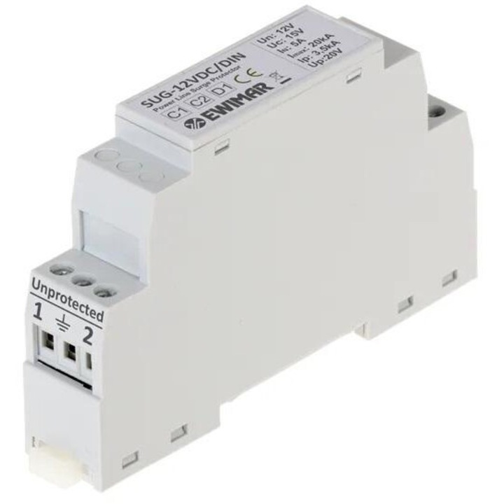 Descarcator de supratensiune EWIMAR, 12V DC, SUG-12VDC/DIN, pentru sina DIN