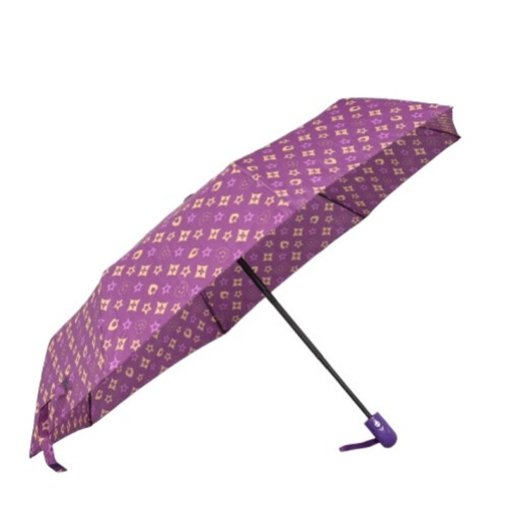 Дамски чадър 12345-4, Двупосочен автомат, Диаметър 98 см, Лилав