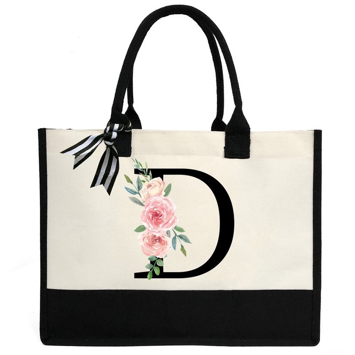 Női táska, ZHONYEE, D betű, Vászon, Vízálló, Többszínű