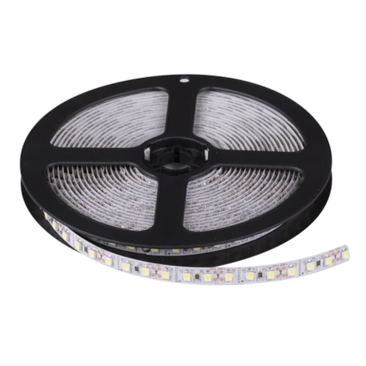 LED лента Ultralux SMD3528, 9.6W/m неутрално бяла, 24V DC, 120LEDs/m, 5m, неводоустойчива