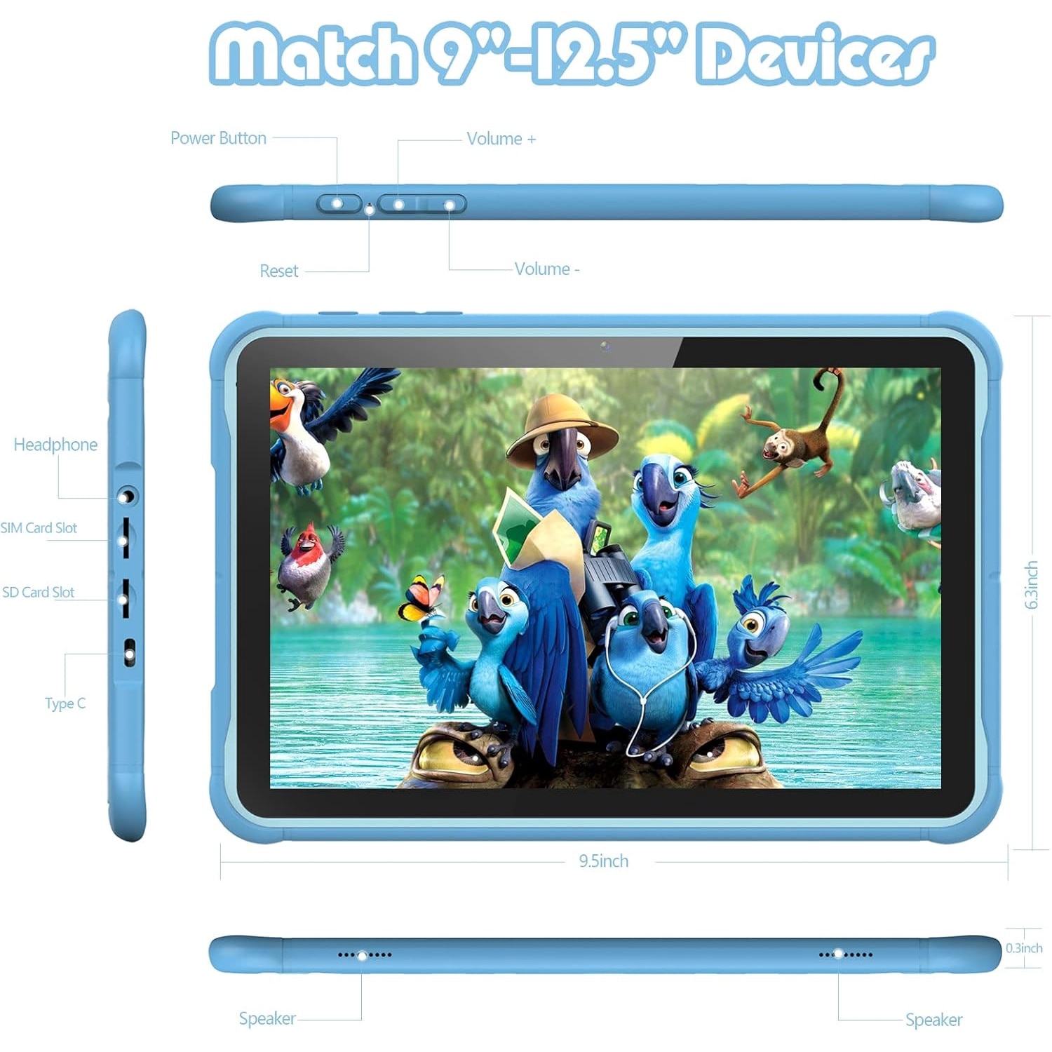 Tableta, Pritom, K10, 10'', Quad Core, 64 GB, 4 GB RAM, Albastru