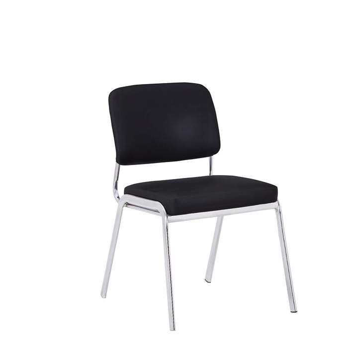 Посетителски стол RFG REAL FEEL GOOD Slow M, екокожа, черен, 4 броя в комплект