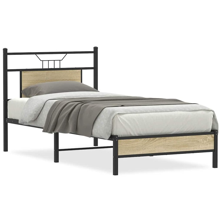 VidaXL sonoma tölgy színű szerelt fa ágykeret matrac nélkül 90x190 cm 14.85 kg