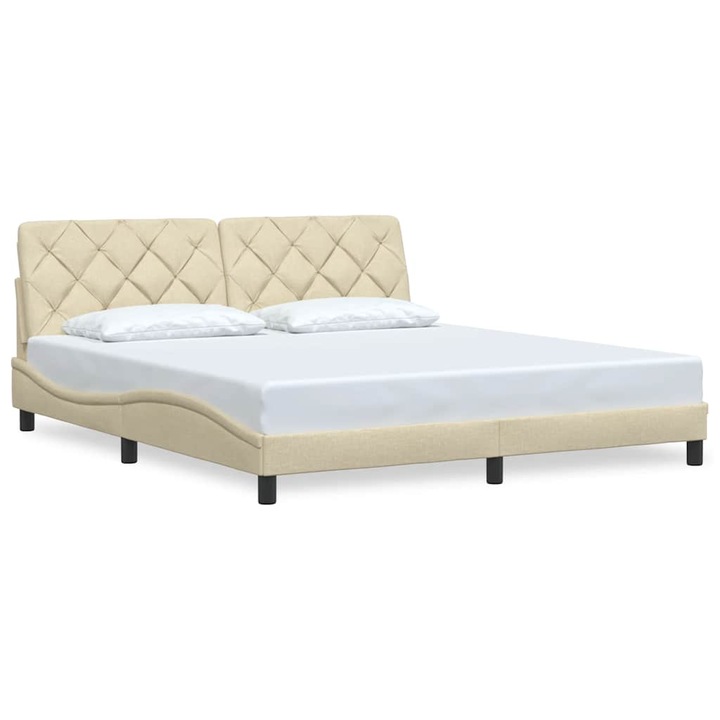 Cadru de pat fara saltea vidaXL, crem, 180x200 cm, textil, 27.75 Kg 3310620