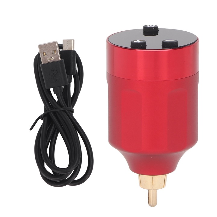 Jormftte 4-12V, 1200mAh, vezeték nélküli tetoválógép tápegység, RCA interfész, piros