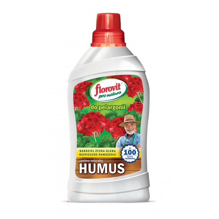 Természetes műtrágya Florovit humusz muskátlikhoz, 1kg-os üveg