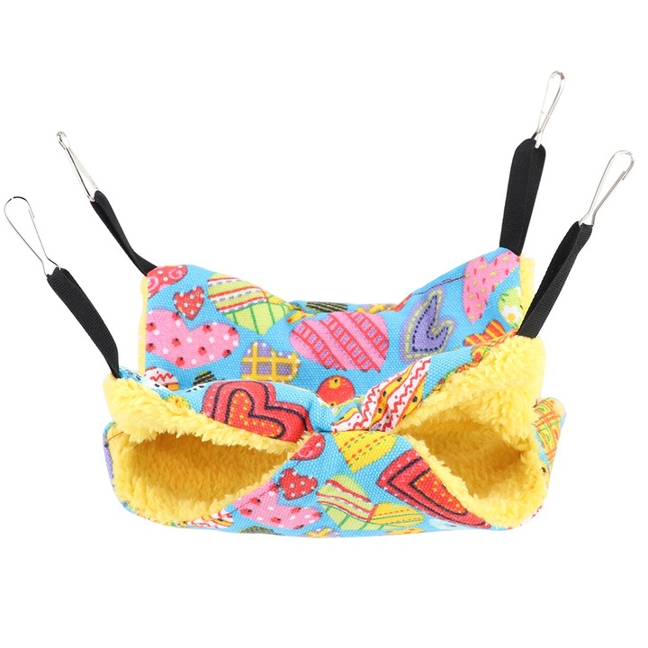 Culcus pentru animale mici, Enforose, hamac suspendat, 20x20cm, model inima piersica, include 4 carlige