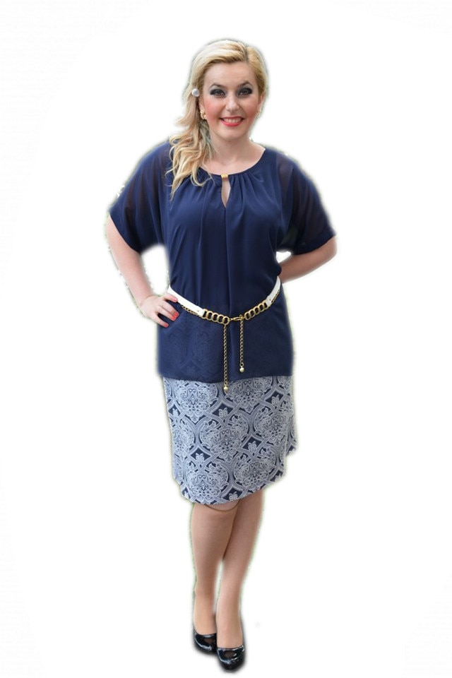 Rochie feminina de ocazie, D&J Exclusive, Bleumarin/Alb
