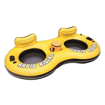 Fotoliu gonflabil plutitor Rapid Rider Premium cu lada frigorifica, Bestway, galben-negru Fotoliu gonflabil plutitor Rapid Rider Premium cu lada frigorifica, Bestway, galben-negru