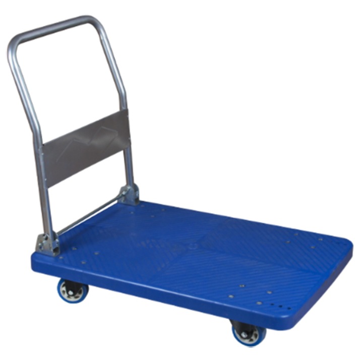 Платформена количка 300 кг, Evotools, 89x58 см, Сгъваема стоманена дръжка, PVC платформа