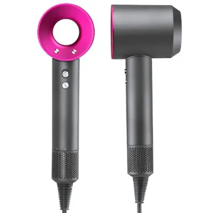 Uscator de Par, 1600W, Ionizare, 4 Trepte de Temperatura, 3 Viteze, Silentios, Tehnologie Inovativa de Protectie a Parului, Capete Magnetice, 5 Capete Incluse, Gri cu Roz