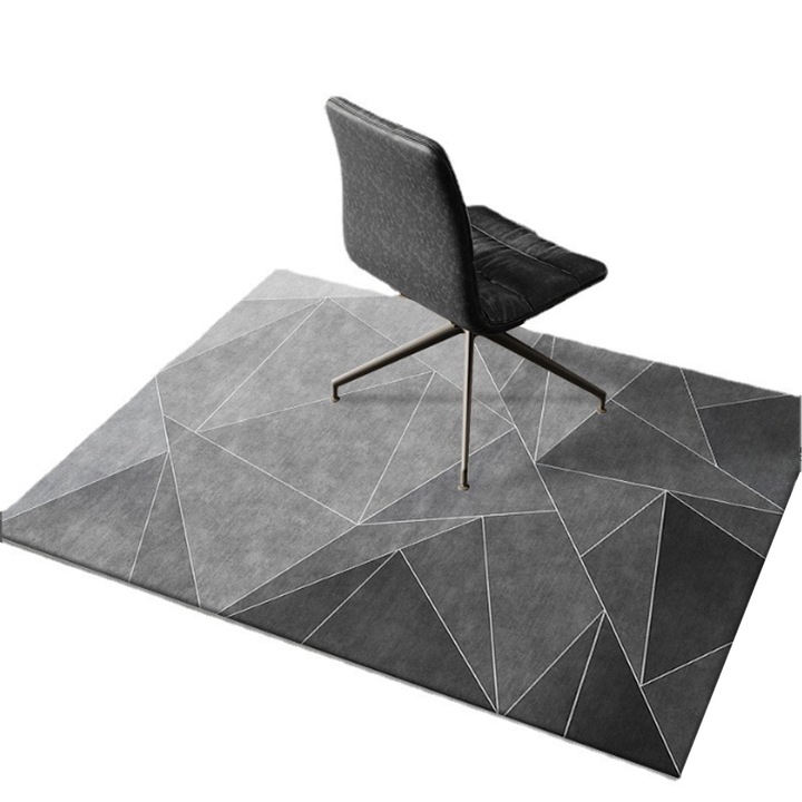 Covoras pentru Scaun de Birou, SINBINTA, Covoras de Protectie pentru Pardoseala, Covor Lavabil, Spate antiderapant, Pentru protejarea podelei impotriva uzurii, Dreptunghi, Poliester, 100x120cm, Negru/Gri