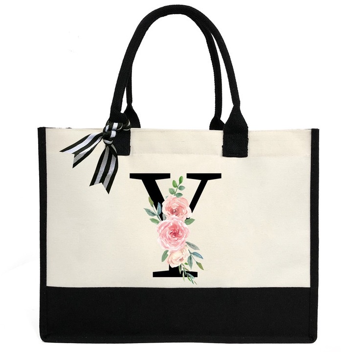 Személyre szabott táska Y betűvel, ZHONYEE virágmintával, vízálló, 43x33x17cm