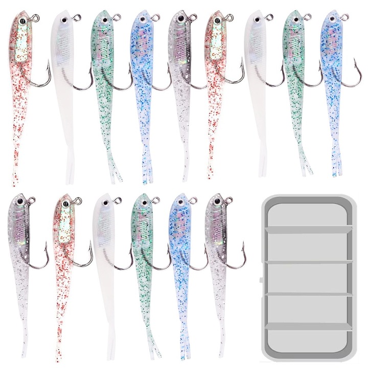 15 db-os bionikus csali készlet, Autocise, PVC, 7,5 cm, többszínű, doboz 12,6x2,3 cm