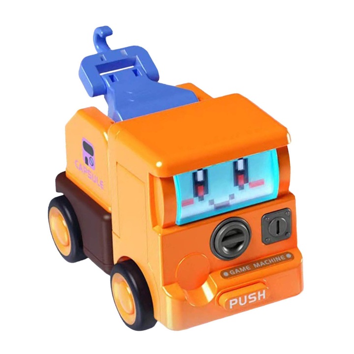 Masina Jucarie Robot Transformabila, Lovire Perete, Cadou de Sarbatori sau Ziua de Nastere, Masinuta Minia cu Inaltare, Potrivita pentru Copii Mici, Portocalie