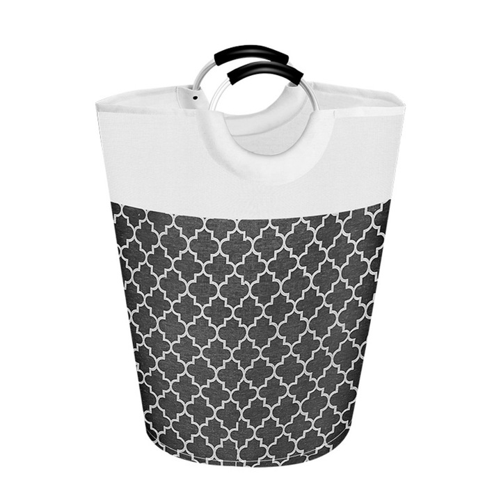 Wisolt® szennyeskosár, nagy kapacitású, alumínium fogantyúval, fekete, 65x38x65cm