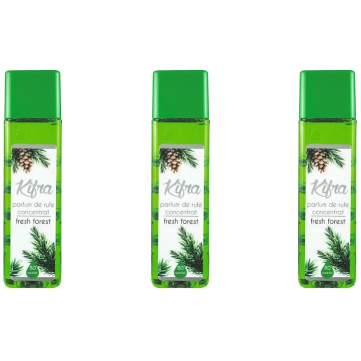 Kifra Fresh Forest Mosóparfüm készlet, 3 db, 80 mosás, 200 ml, gyors és hatékony, bőrgyógyászatilag tesztelt, hosszan tartó frissesség, eltünteti a kellemetlen szagokat, kellemes illatú