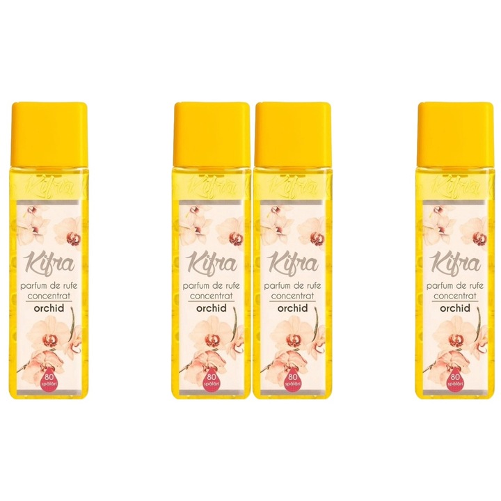 Kifra Orchid Mosóparfüm készlet, 4 db, 200 ml 80 mosás, gyors és hatékony, bőrgyógyászatilag tesztelt, hosszan tartó frissesség, eltünteti a kellemetlen szagokat, mélytisztító hatású, kellemes illatú