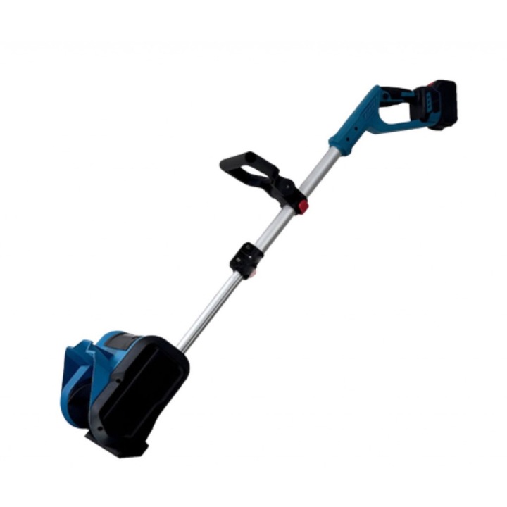 Акумулаторен снегорин Brushless Snow Remover, Батерия 24V, Регулируема височина на дръжката, Размер: 31х95х130 сантиметра, Цвят: Син