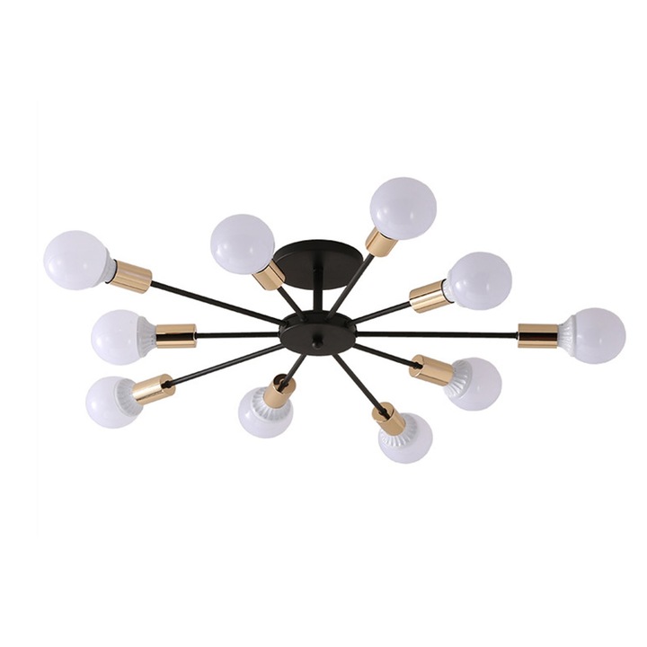 Полилей, Hggzeg, Висящ, E27, Регулируем кабел, Елегантен дизайн, Лесен за почистване, Желязо, 100x20 см, Черен