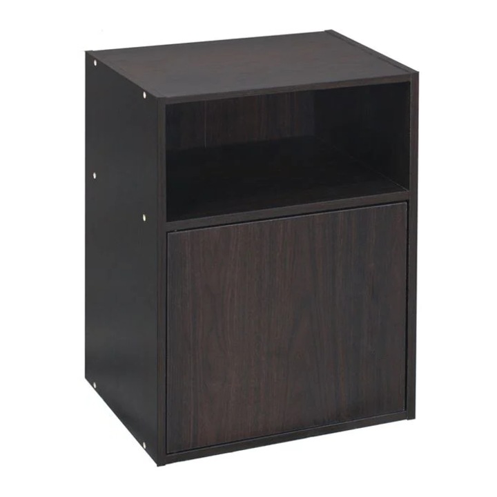 Нощно шкафче с вратичка, Пдч, Кафяв, 36x28x50 см