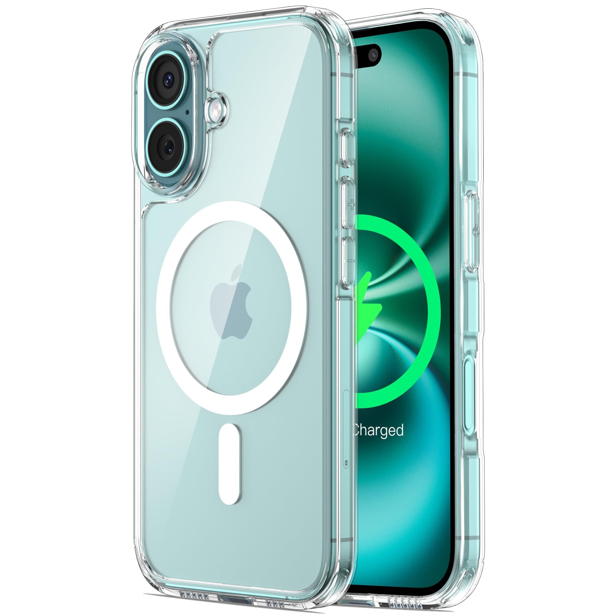 Husa de Protectie, MagSafe, MOGU, Compatibil iPhone 16 plus, impermeabila, rezistenta la zgarieturi, airbag anti-cadere, absorbtie de soc anti-coliziune pe patru fete, din material PC+TPU pentru rezistenta la ingalbenire, grosime 1,5mm, transparenta