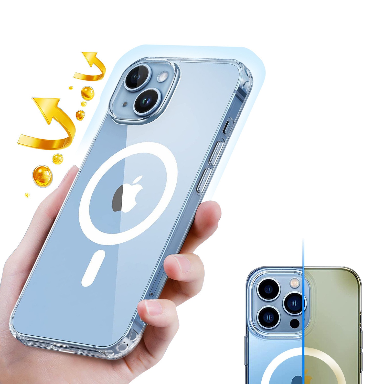 Husa de Protectie, Compatibil iPhone 16 pro max, MOGU, impermeabil, Antizgarieturi, Anticadere, Anti-coliziune pe patru laturi si absorbtie a socurilor, Grosime 1, 5 mm, transparent