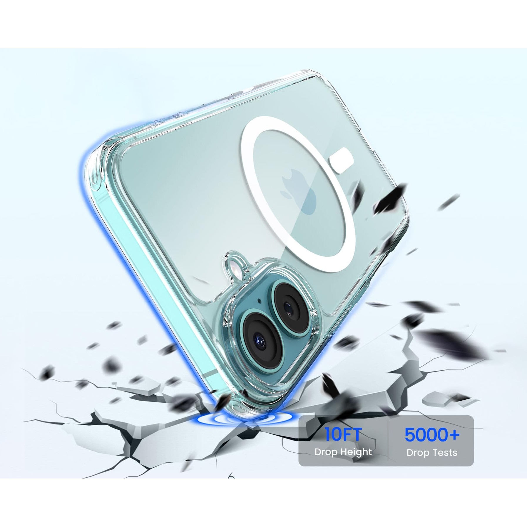 Husa de Protectie, MagSafe, MOGU, Compatibil iPhone 16 plus, impermeabila, rezistenta la zgarieturi, airbag anti-cadere, absorbtie de soc anti-coliziune pe patru fete, din material PC+TPU pentru rezistenta la ingalbenire, grosime 1,5mm, transparenta
