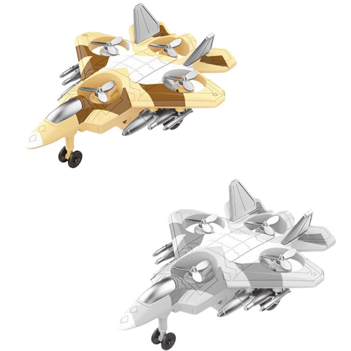 Avion de jucarie, Cu actionare inertiala, Rezistenta la cadere, Pachet de 2, Galben si gri