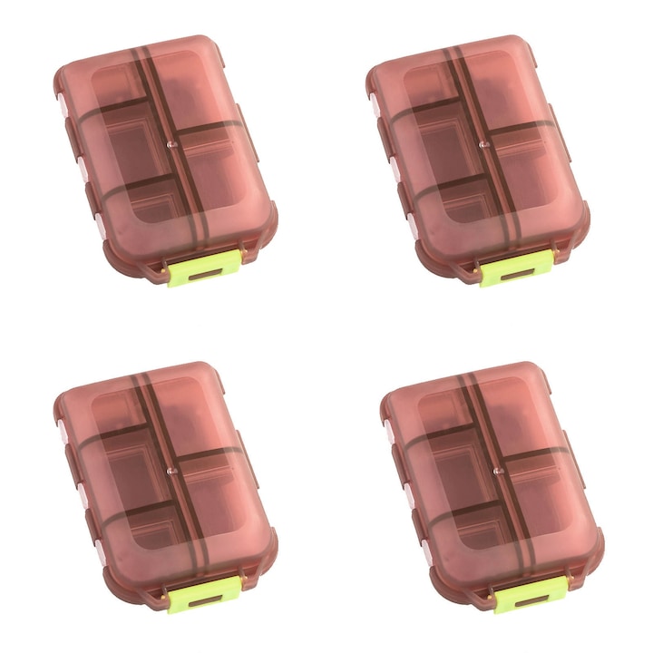 Органайзер за хапчета за пътуване, SINBINTA, малък дозатор за лекарства с 10 отделения, преносима кутия за хапчета, лесен за носене, издръжлив, за работа и други дейности на открито, пластмаса, 9,5*6,5*3 см, кафяв