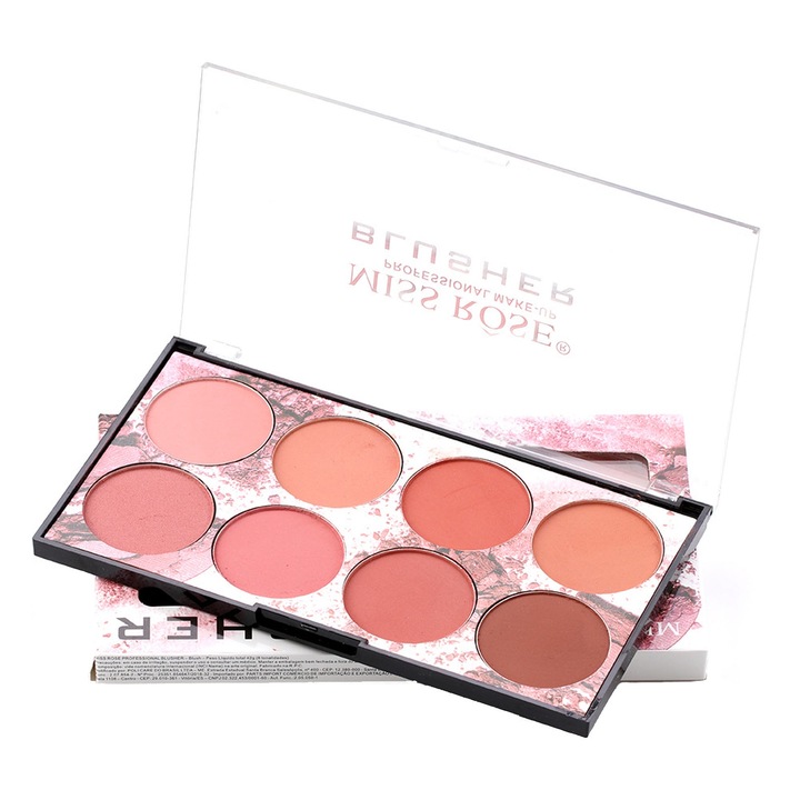 Paleta profesionala de blush pentru contur facial, SINBINTA, Machiaj paleta de contur 8 culori, Durata lunga, Rezistenta la pete, Finisaj mat amestecabil, Machiaj de fata, Potrivit pentru petreceri, nunti, festivaluri, date, 14.3*8.4cm, Multicolor