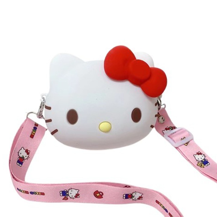 Мини чанта за момичета, Axroad Mall, чанта Hello Kitty Purse, регулируема презрамка, водоустойчива, износоустойчива, удароустойчива, силикон/полиестер, бяла