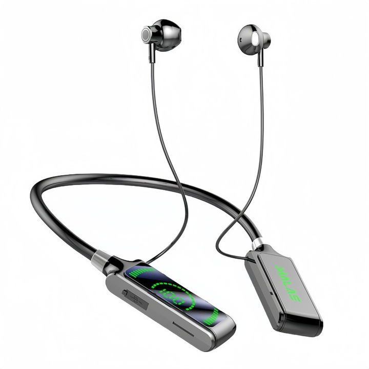 Vezeték nélküli fejhallgató, Wireless Rhythm, Bluetooth 5.0, fekete, nyakörvre akasztható