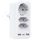 Triplu stecher, Hggzeg, Adaptor V-TAC 3 prize, Adaptor priza 6 in 1, Cu contact protectie, 2USB + 1Type-c, 3 priza de putere, 16A 250V, Pentru plite cu inductie, frigidere, cuptoare cu microunde, Plastic/Metal, Alb