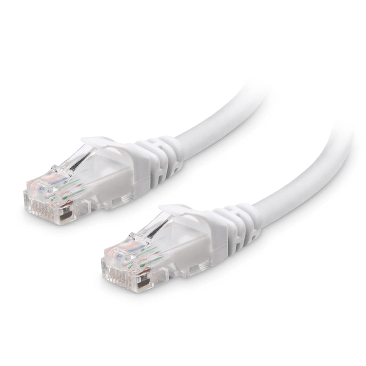 UTP мрежов кабел, SINBINTA, мрежов кабел, CAT 6 интернет кабел, интернет Ethernet кабел с щепсел, RJ45 конектор, за рутер, модем, комутатори, хъб, лаптоп, дължина 20 м, бял