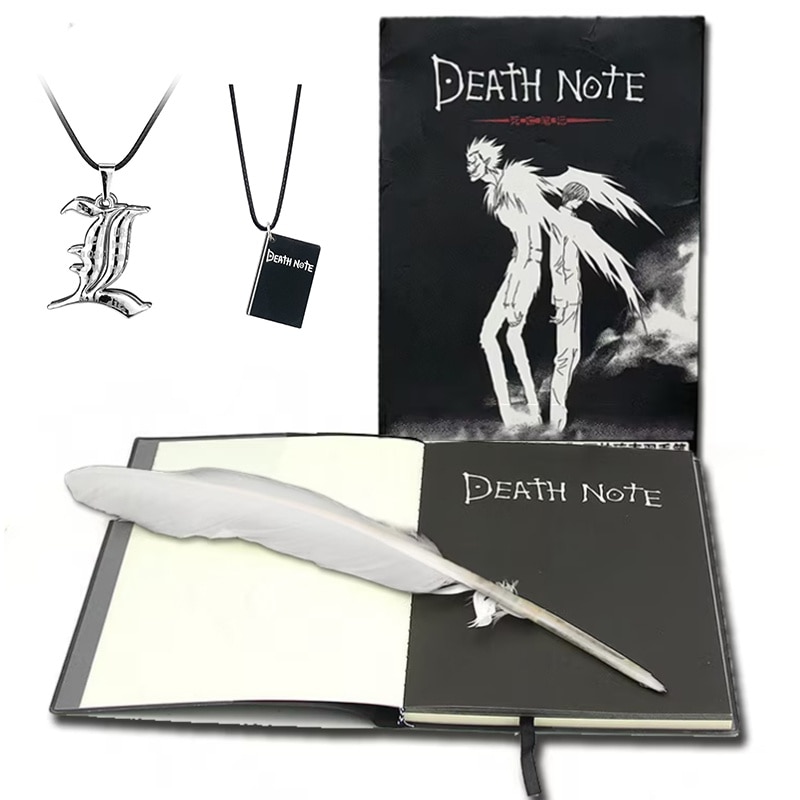 Death Note Journal, AjieQaQ, bőr borító, 2 nyaklánc, fekete, A4 - eMAG.hu