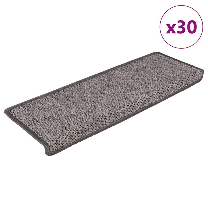 Covoras scari autoadeziv vidaXL, 30 buc., gri&bej, 65x21x4cm, aspect sisal, 4.5 Kg 3365884