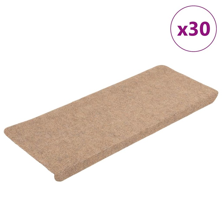 Covorase scara autoadezive vidaXL, 30 buc, Bej, 65x24, 5x3, 5 cm, 3.2 Kg 3365898